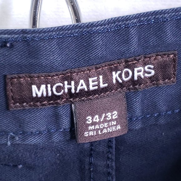 Michael Kors Men's 34x32 (Really 36x30.5) Navy Blue Parker Slim Fit Chino Pants - Picture 6 of 9